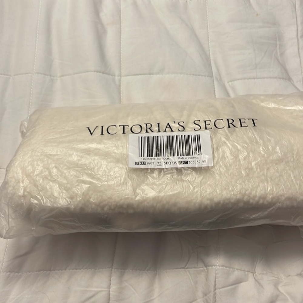 Brand New white fuzzy Victoria Secret tote bag